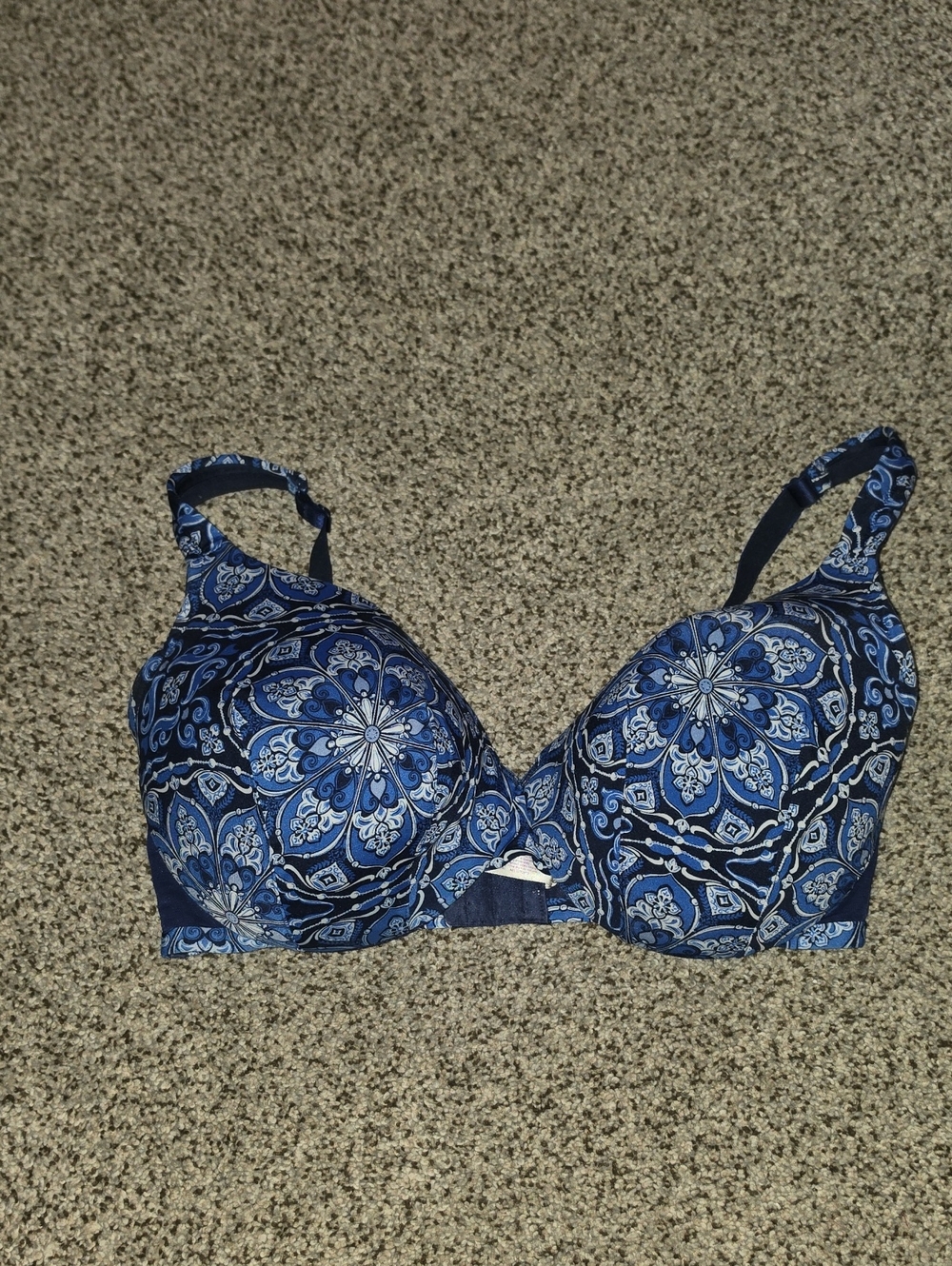 Cacique Navy and Blue Paisley Underwire Bra 38ddd
